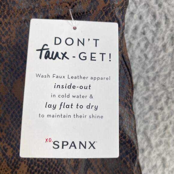 Spanx Animal Print Snake Leggings Womens Jeans Sz XL Brown Stretch Faux Leather - Picture 14 of 16